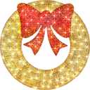 Best Choice Products 48in Pre-Lit Outdoor Christmas Wreath Decoration, LED Metal Holiday Decor for Home w/ 140 Lights, Bow - Gold/Red