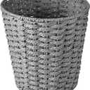 Zuvo Round Wicker Waste Basket Paper Bin - Wicker Trash Basket - Woven Trash Can Rubbish Basket for Bedroom, Bathroom, Offices or Home (Grey) (Pack of 1)