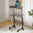 Oransail Small Standing Desk with Wheels, 29.5-45.3 Inch Adjustable Height, Portable Treadmill Desk, Rolling Computer Table for Walking Pad with a Cup Holder and a Hook