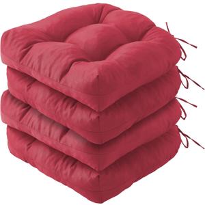 Outdoor Chair Cushions Set of 4, Patio Chair Cushions with Ties, 19x19 Tufted Outdoor Seat Cushions, Waterproof Patio Furniture Cushions, Outdoor Dining Chair Pads, Burgundy