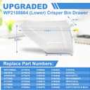 [2 PACK]UPGRADED 2188656 (Upper) Refrigerator Crisper Bin & 2188664 (Lower) Fridge Crisper Drawer Replacement Compatible with Kenmore Whirlpool Refrigerator Drawers Parts with Humidity Control