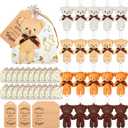 Libima 60 Pcs Mini Bear Baby Shower Decorations First Baby Shower Favors Party Supplies Souvenirs 4.7" Tiny Soft Stuffed Plush Bears Bulk with Thank You Tag and Heart Organza Bag (Brown Series)