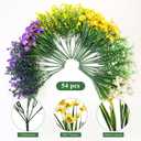 54 Bundles Artificial Flowers for Outdoor, 36 Pansy+18 Eucalyptus Camellia Silk Faux Flowers, Realistic Artificial Plants for Porch Garden Patio Yard Window Box and Home Decoration