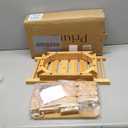 Bamboo Shower Stool Bench Waterproof with Storage Shelf, Includes 2 metal hanging hooks, 1 foot brush. Perfect for Shaving Legs or Spa Bath Seat in Bathroom & Inside Shower for Adults Seniors