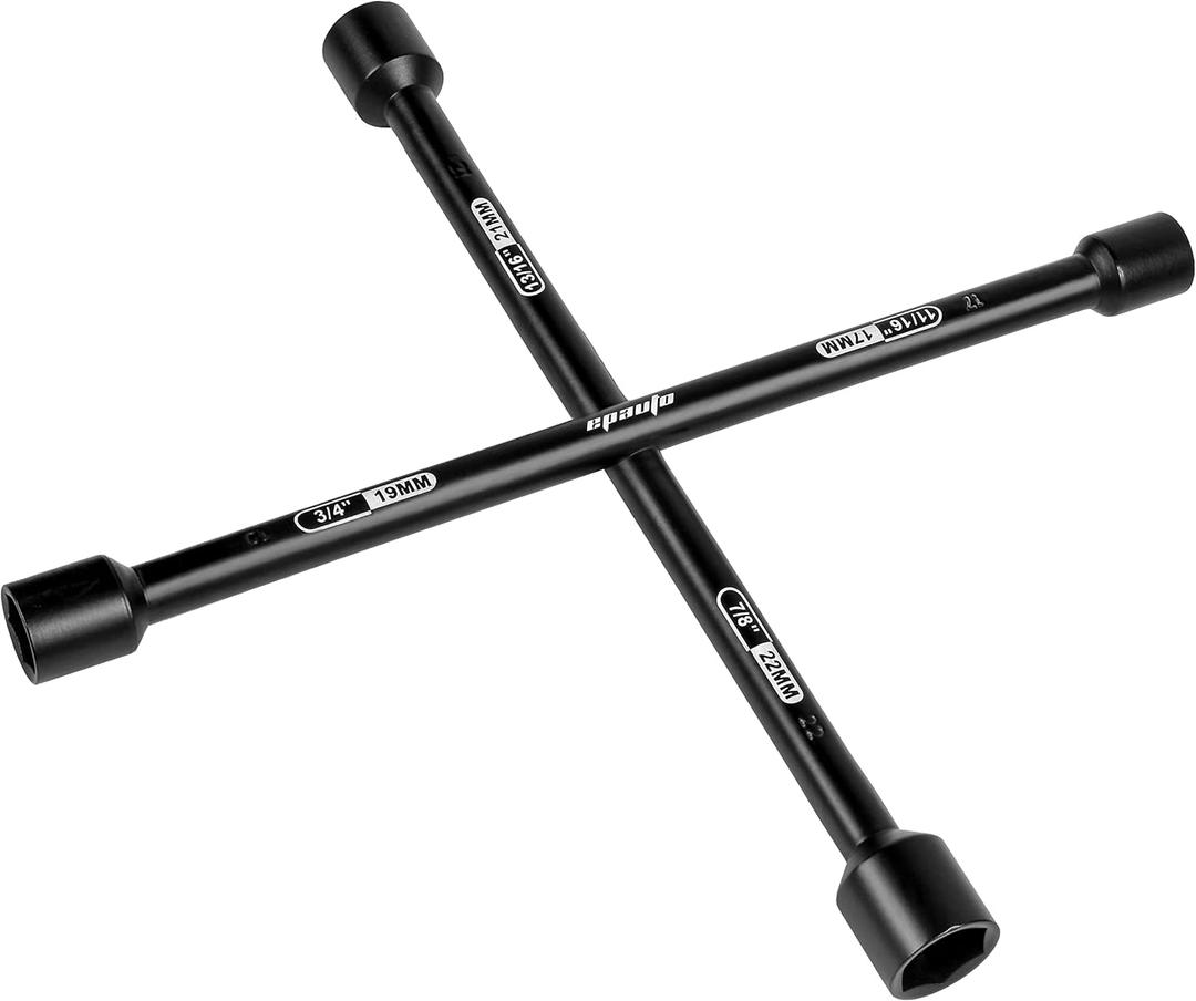 EPAuto 14" Heavy Duty Universal Lug Wrench, 4-Way Cross Wrench, Black