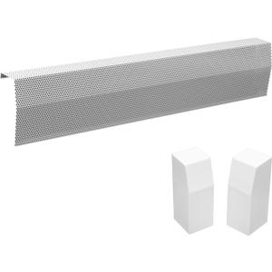 Upgraded 2 FT Baseboard Heater Cover with Left and Right Endcaps, Galvanized Steel Easy Slip-On Heater Cover for Replacing Old and Rusty Looking Electric and Hydronic Base board Heat Covers