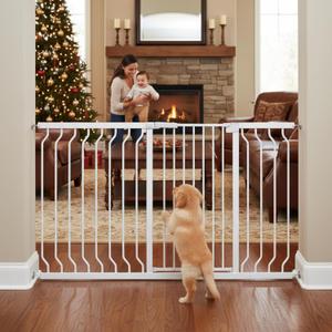 Extra Tall 40.55" Gate, 46.45"-62.99" Extra Tall and Wide Dog Gate,Extra Wide Baby Gates Pressure Mounted Walk Through for Doorways,Stairs, Kitchen White