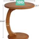 Tribesigns Small Round End Table for Living Room, C-Shaped Sofa Side Table for Couch, Retro Boho Bedside Nightstand, Brown (18.89"D x 18.89"W x 23.62"H)