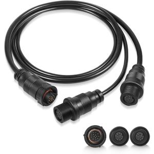 14 M ID SIDB Y Splitter Cable 720111-1 for Humminbird SOLIX/APEX/XPLORE Fish Finders, Connects Side Imaging & 2D Transducers, Supports Airmar Transducer ID, 30-Inch Marine-Grade Y Splitter Cable