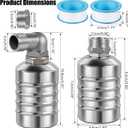 4pcs 304 Stainless Steel Automatic Water Float Valve 1/2" and 3/4" Connection Types Precise Control Water Level Controller Water Level Control Float Valve for Sink for Water Tank Livestock Troughs