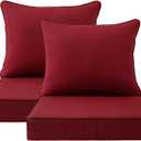 Outdoor Patio Chair Cushions Set, 24" x 24", Set of 2, Water-Repellent, Fade Resistant, Deep Seat Bottom and Back Cushion for Backyard, Couch, Sofa and Patio Furniture, Red