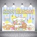 1Pcs Cinna-morolls Party Decoration Banner Photography Background for Kids Birthday Party Cinna-morolls Photo Booth Props (4.16X2.3 Ft)