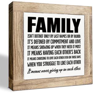 Farmhouse Rustic Tabletop Decors, Family isn't Defined Only By Last Names, Decorative Box Signs, Wood Plaques Desk Decors, Rustic Home Decor, Meaningful Decor for Unique Family 5.9X5.9X0.7inches