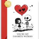 2 x Love You Valentines Day Cards (Black Weirdo)