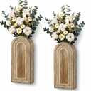 Wooden Wall Vases for Flowers, Wall Decor & Wall Art, 2 Pack, Brown