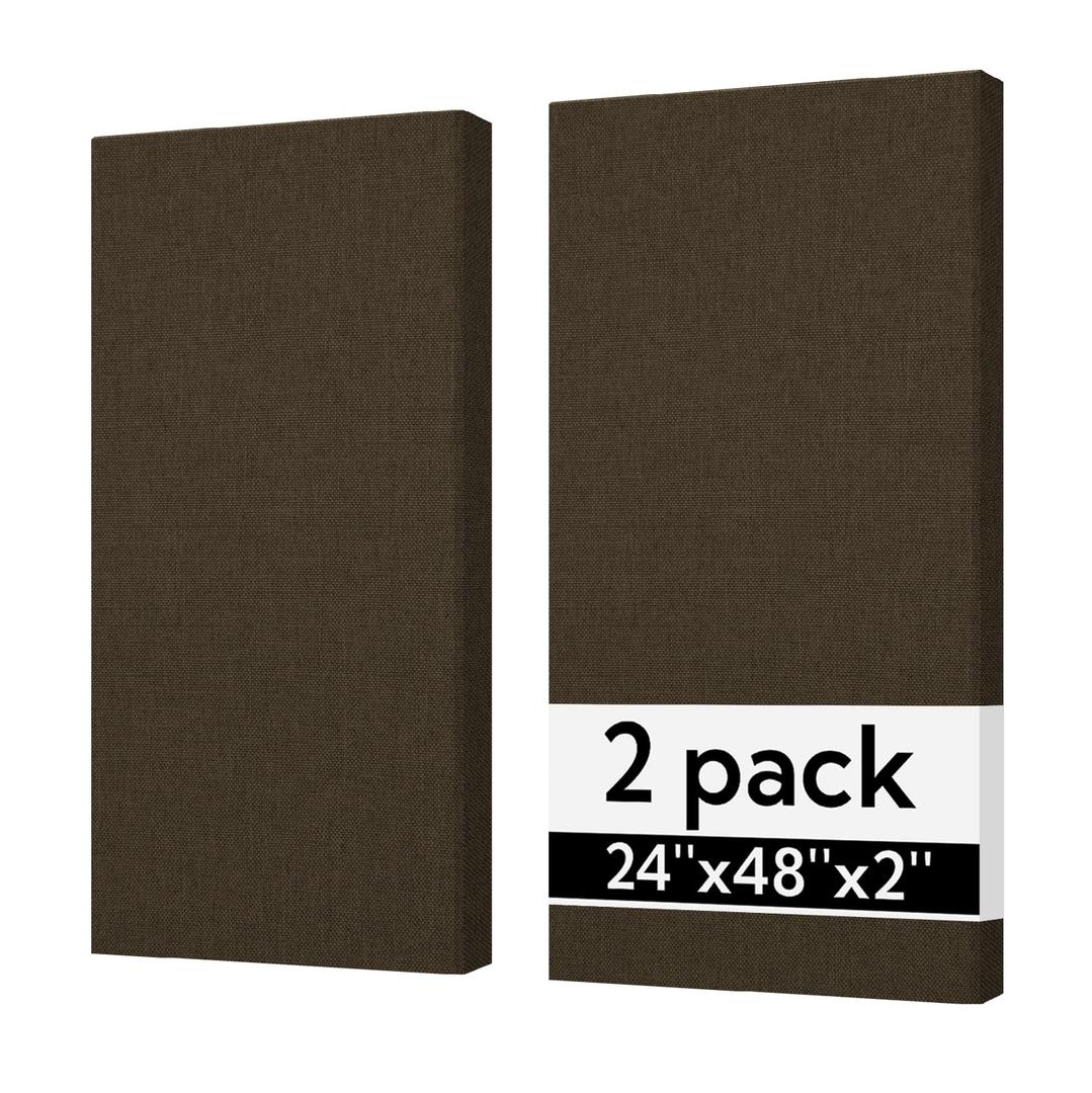 Olanglab Sound Acoustic Panels 2 Pack, 24''x48'' Fiberglass Acoustic Wall Panels 2'' Thick, Large Sound Proof Panels for Walls (Brown)