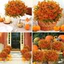 16 Bundles Artificial Mums for Outdoors Garden Home Decoration Fake Mums Decoration UV Resistant Lifelike Faux Silk Daisy for Outside Home Planter Front Porch Patio Thanksgiving Decor Thanksgiving