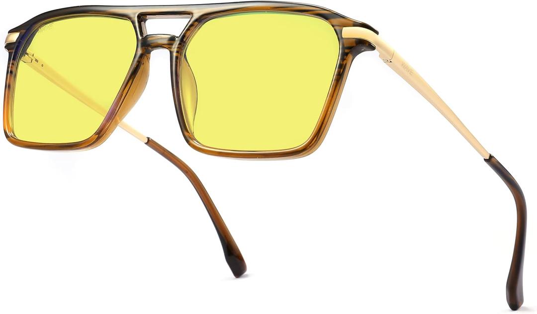 WAVE Blue Light Blocking Glasses,Gaming Glasses with Metal Frames,Computer Glasses for Eye Strain,Anti Glare