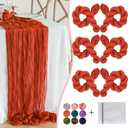 Burnt Orange Cheesecloth Table Runner 6 Pack 35" Boho Gauze 120 inches Long Runner Rustic Sheer Fabric Bulk for Baby Shower Wedding Bridal Birthday Party Table Decorations