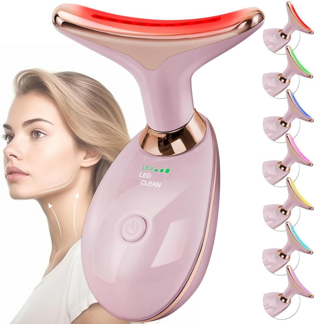 Facial Massager Red-Light-Therapy-for-Face and Neck, Face  culpting Wand with 7 Color - Birthday, Christmas, Mothers Day, Valentines Day Gifts for Her Women Mom Best Friend Wife Teacher (Rose Gold)