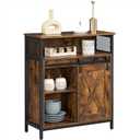 VASAGLE Buffet Cabinet, Coffee Bar Storage Cabinet, Sideboard with 1 Sliding Barn Door, Adjustable Shelves, 11.8 x 27.6 x 31.5 Inches, for Living Room, Rustic Brown and Ink Black ULSC089B01
