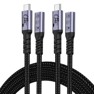USB C Extension Cable 6.6FT (2 packs/240W/40Gbps/8K), Type C Extender Cables Fast Charging Male to Female Braided Data Cord, 60Hz Video Display Compatible with iPhone 16/PSVR2/MacBook/iPad/Magsafe
