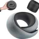 Travel Pillow, 100% Pure Memory Foam Neck Pillow for Airplanes, Comfortable Breathable Cover, Travel Essentials for Plane, Car, Train and Home, Gray (Medium)