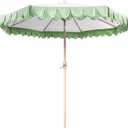 9Ft Elegant Valance Patio Umbrella, Outdoor Umbrellas for Patio with Auto-Tilt and Crank Systerm, Table Umbrella for Outdoors, Poolside,Beach, Backyard (Green)