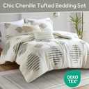 Ink+Ivy Comforter Set Chenille Tufted Geometric Comforter for Queen Size Bed, Down Alternative All Season Lightweight Queen Bedding & Shams, Shay, Full/Queen, Green/Ivory 3 Piece, King/Cal King