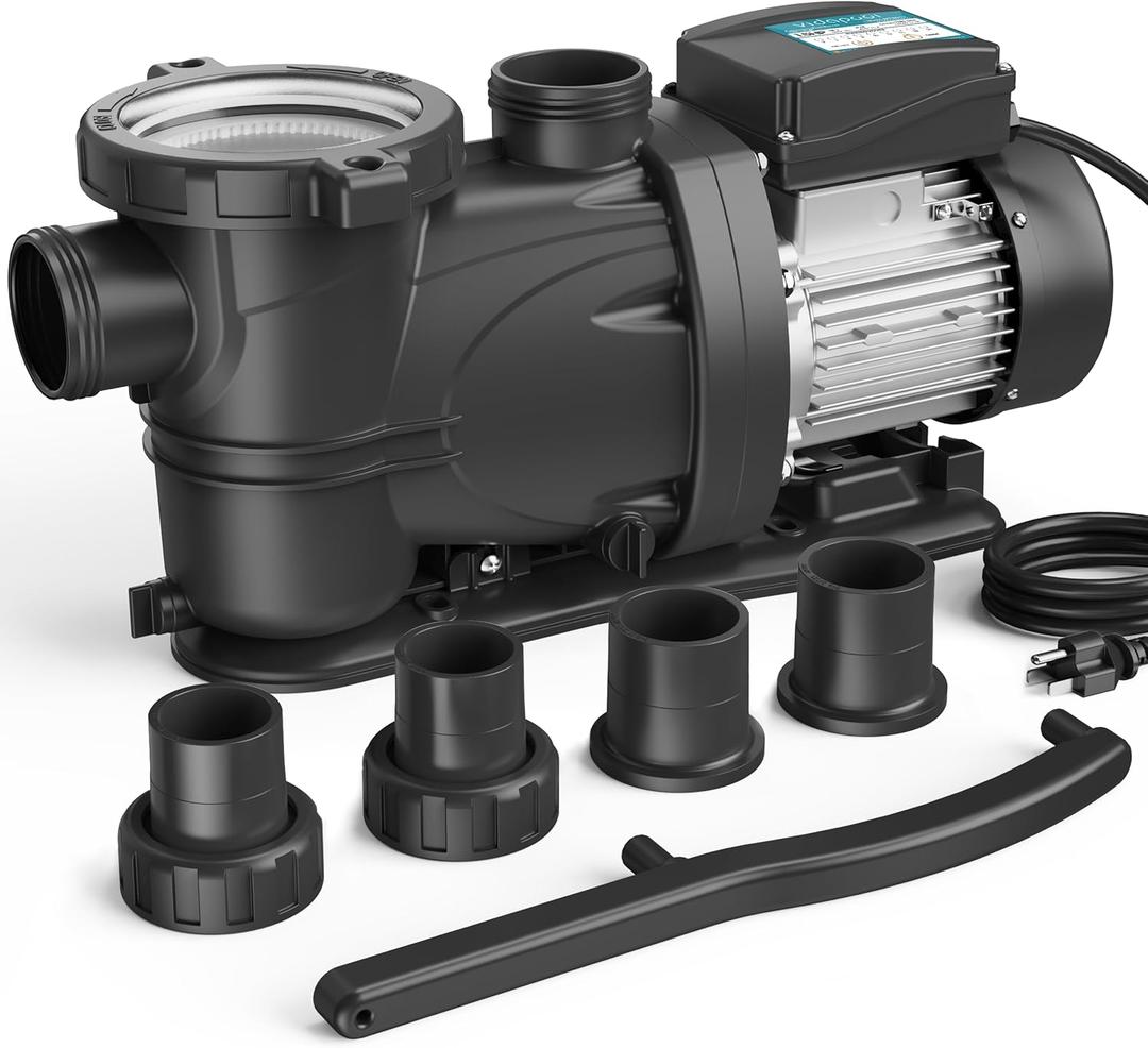 In/Above Ground Pool Pump, Self Primming High Flow (with Timer, 1.5HP, 7350 GPH, 115V)