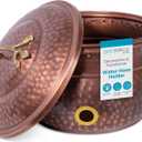 BIRDROCK HOME Water Hose Holder with Lid | Ground Garden Hose Pot | Decorative | Handle | Embossed | Steel Metal with Copper Accents | Outdoor or Indoor Use
