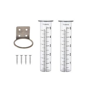 5 inch Capacity Rain Gauge with Stainless Steel Fence Mounting Rack Holder with 2 Pcs Replacement Tube Glass, Post Mount Rain Gauge for Yard Garden Outdoor Home