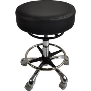 Heavy Duty Rolling Stool Adjustable Height with Wheels 500lb CapacitySwivel Tall Stool with Big Thick seat,for lab Doctor Massage Medical Ergornomic Aluminium Base (Black) (Backless with footring)