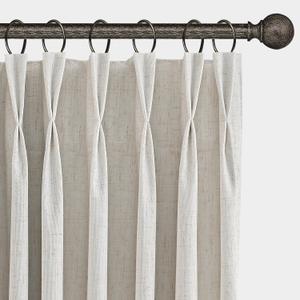 Pinch Pleated Blackout Curtains for Bedroom 2 Panel Sets Neutral Farmhouse Cream Natural Linen Black Out Drapes 84 Inches Long Thermal Insulated Light Blocking Room Darkening Pleat Window Curtains