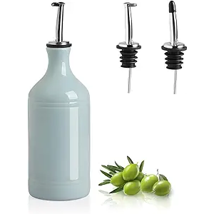 Sweejar Ceramic Olive Oil Dispenser Bottle, Opaque Oil Cruet Protects Oil to Reduce Oxidation, Suitable for Storage Oil, Vinegar, Coffee Syrups & Other Liquids, Pack of 1, 15.5 Fl Oz (White)