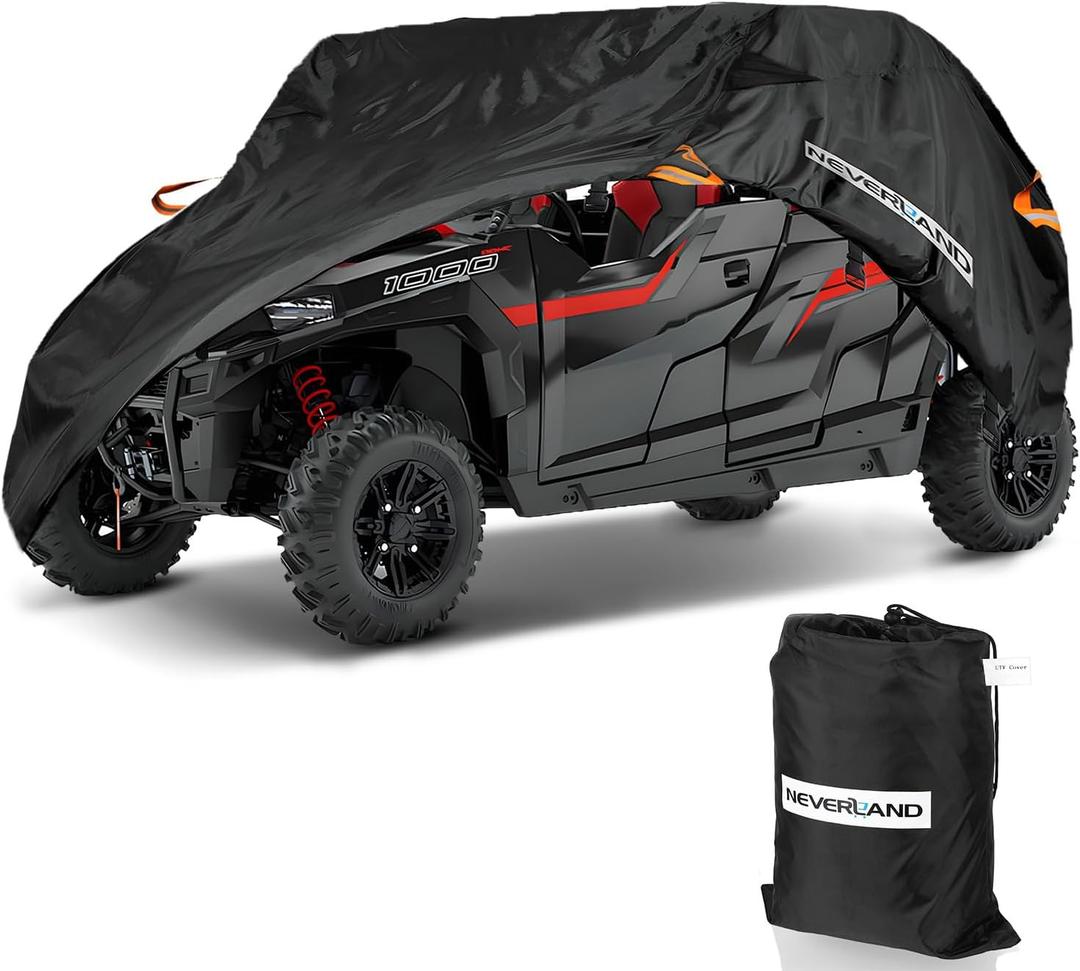 NEVERLAND UTV Cover Heavy Waterproof Denier Oxford Cloth for Polaris RZR Yamaha Can-Am Defender Kawasaki Ranger Cover 4-6 Passenger Black (up to 157"L)