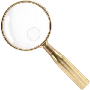 Lakei Magnifying Glass,10X Handheld Reading Magnifying Glass 75mm Shatter Resistant Lens, Non-Slip Handle, Suitable for Elderly Reading, Adults Close Work, Hobbies and Science (Gold)