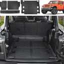 Cargo Mats for 2021-2024 Jeep Wrangler 4XE with Subwoofer, Trunk Mat with Backrest Liner All Weather TPE Protector Rear Back Seat Mats for 21-24 Wrangler JL 4XE 4 Door(Not Fit 4X4)