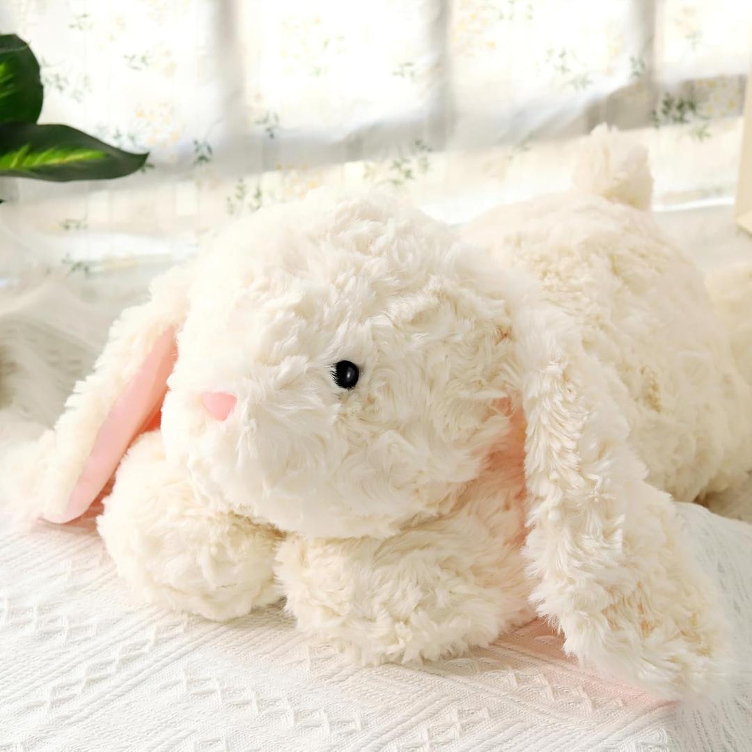 Soft Weighted Bunny Stuffed Animal 20.5" 2Lbs, Sturdy and Fluffy Beige Rabbit Plush Toy for Kids Cuddle, Cute Plushy Hugging Pillow Toy for Kids (20.5"x7.9"x5.9")