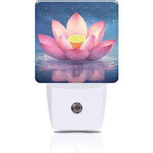 Night Light Pink Lotus Flower Night Lights Plug into Wall Smart Dusk to Dawn Sensor 0.5W Energy Efficient Led Lamp for Men Women Bedroom Bathroom Hallway Stairway Decor