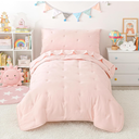 DreLunis Toddler Bedding Set for Girls Boys, 4 Piece Toddler Bed Comforter Sets, Soft Microfiber Kids Bed-in-a-Bag Includes Reversible Comforter, Flat Sheet, Fitted Sheet, Envelope Pillowcase, Beige