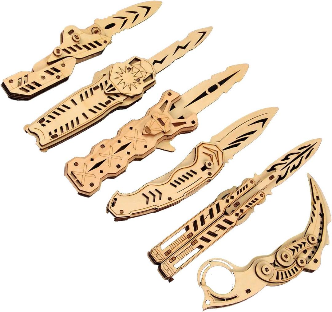 3D Wooden Puzzle for Adult-3D Wooden Puzzle Unique Knife Kits Multiple Iconic Model Gifts for Game Lovers and Puzzle Fans Ages 12+ (6 Iconic Model)