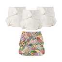 Esembly Cloth Diaper Bundle Set - 3 Organic Cotton Absorbent Inners and 1 Waterproof Outer Diaper Cover - Reusable, Washable, Snap Closure Cloth Diapers - Size 1 (7-17lbs), Botanic Gardens