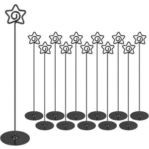 Urban Deco 12PCS Table Number Holders 12 Inches Pentagram Place Card Holder Metal Table Card Holders, Picture Holders for Tables, Card Holder Stand for Wedding Dcor-Black