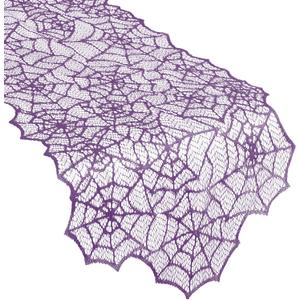 Purple Halloween Table Runner, 72 Inches Long Black Lace Spider Web Table Runner Backdrop Halloween Decorations Indoor Desk Centerpiece Kitchen Coffee Accessories Farbic Decor Topper
