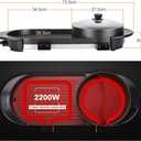 SEAAN Hot Pot with Grill, Korean BBQ Grill Indoor Hotpot Pot Electric Combo, Shabu Shabu Pot with Divider KBBQ Grill Smokeless Non-stick Separate Dual Temperature Control, for 2-12 People, 110V