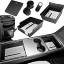 5Pcs Center Console Organizer Tray Compatible for Tesla Model Y Accessories 2025 2024-2021 Armrest Hidden Drawer Storage Box Cup Holder (Not Compatible for Model 3 Highland & Model y Juniper)-Gray
