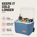 Coleman Xtreme Rolling Cooler with Wheels, Extra-Walled Insulation Keeps Ice up to 5 Days, Portable Wheeled Hard Chiller, 50qt