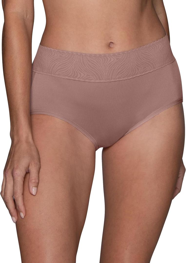 Vanity Fair Women's Effortless Panties for Everyday Wear, Buttery Soft Fabric & Lace, 10, Brief - Baked Blush