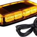 ASPL [Upgraded 5] 48LED Roof Top Strobe Lights, High Visibility Emergency Safety Warning LED Mini Strobe Light bar with Magnetic Base for 12-24V Snow Plow, Trucks, Construction Vehicles (Amber)